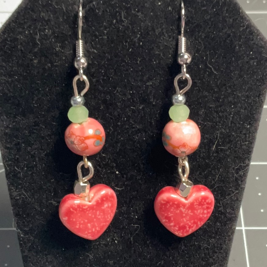 Handcrafted Ceramic Heart Earrings